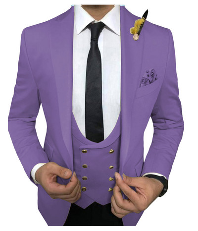 Férfi öltönyök 3 részes karcsú szabású üzleti öltönyök vőlegény hadseregzöld nemesszürke fehér szmoking formális esküvői öltönyhöz (blézer + nadrág + mellény)