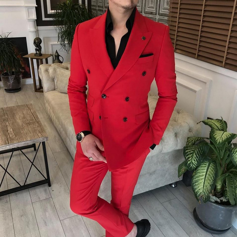 Costum formal pentru bărbați din două piese cu rever crestat pentru nuntă costume de nuntă (blazer+pantaloni)