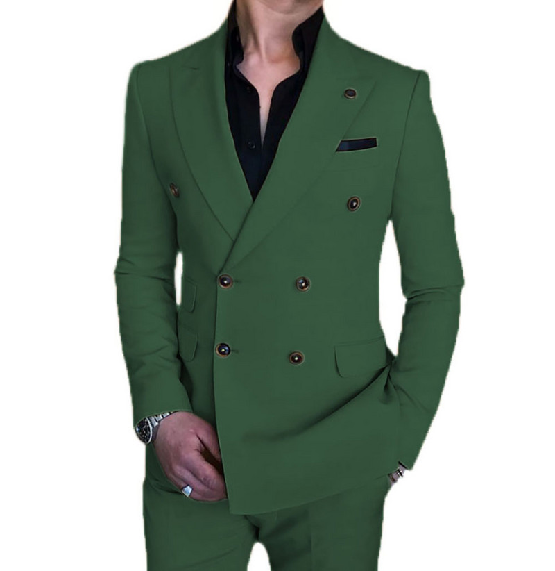 Costum formal pentru bărbați din două piese cu rever crestat pentru nuntă costume de nuntă (blazer+pantaloni)