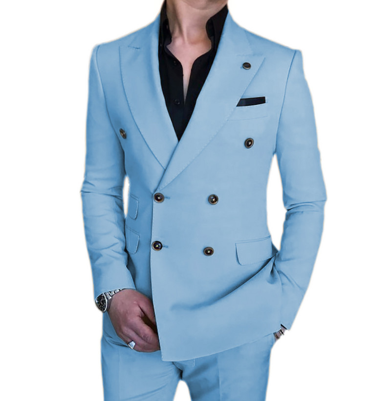 Costum formal pentru bărbați din două piese cu rever crestat pentru nuntă costume de nuntă (blazer+pantaloni)