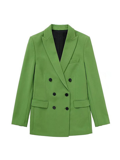 2022 Női új divat, semleges szél, duplasoros, vékony szabású blézerkabát Vintage hosszú ujjú női felsőruházat elegáns