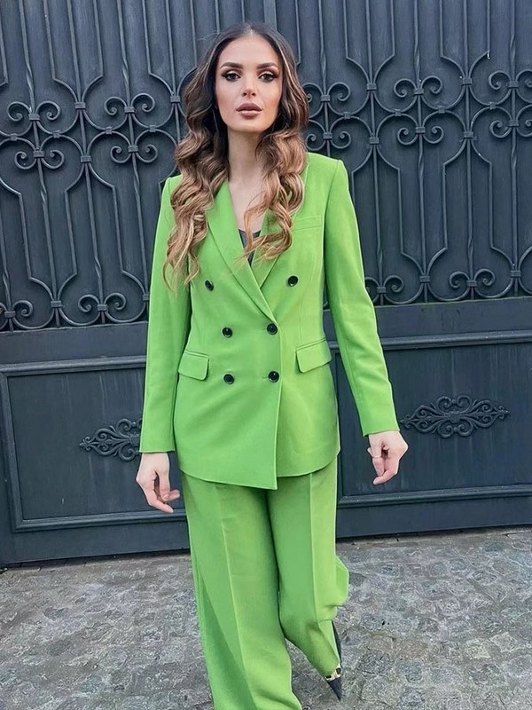 2022 Női új divat, semleges szél, duplasoros, vékony szabású blézerkabát Vintage hosszú ujjú női felsőruházat elegáns