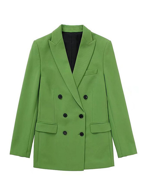 2022 Női új divat, semleges szél, duplasoros, vékony szabású blézerkabát Vintage hosszú ujjú női felsőruházat elegáns