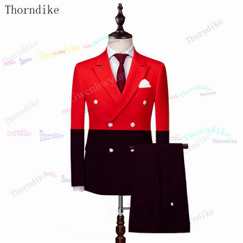 Thorndike Costume Homme White One Button Tuxedo Мъжки костюми Slim Fit Groom Prom Dress Blazer 2 PCS Male Terno Masculino Slim Fit