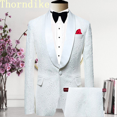 Thorndike Costume Homme fehér, egygombos szmoking férfi öltönyök karcsú szabású vőlegény báli blézer 2 DB Férfi Terno Masculino Slim Fit