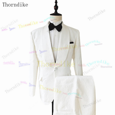Thorndike Costume Homme fehér, egygombos szmoking férfi öltönyök karcsú szabású vőlegény báli blézer 2 DB Férfi Terno Masculino Slim Fit