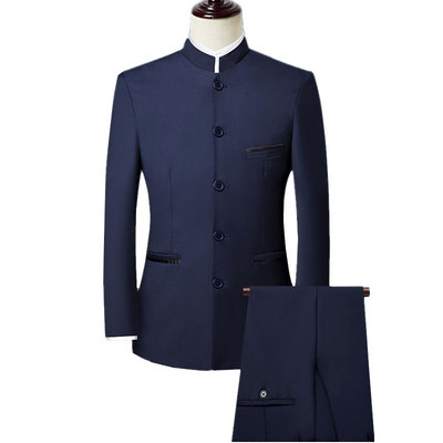 Őszi új fekete férfi kétrészes szett ( kabát + nadrág ) divatos blézerek és nadrágok sötétkék borvörös férfi öltönyök 5xl