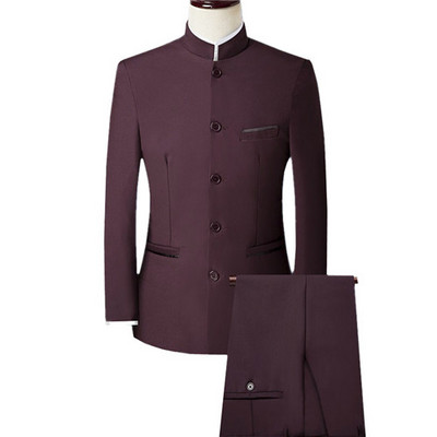 Őszi új fekete férfi kétrészes szett ( kabát + nadrág ) divatos blézerek és nadrágok sötétkék borvörös férfi öltönyök 5xl