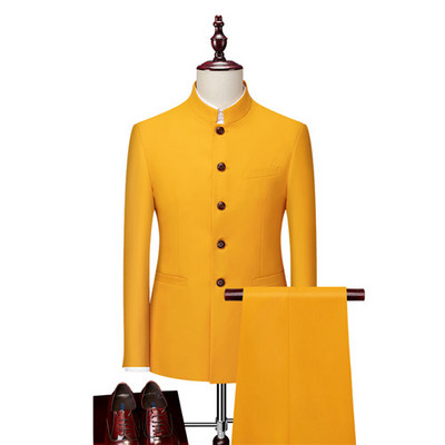 Őszi új fekete férfi kétrészes szett ( kabát + nadrág ) divatos blézerek és nadrágok sötétkék borvörös férfi öltönyök 5xl