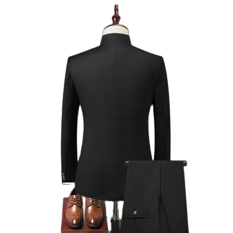 Őszi új fekete férfi kétrészes szett ( kabát + nadrág ) divatos blézerek és nadrágok sötétkék borvörös férfi öltönyök 5xl