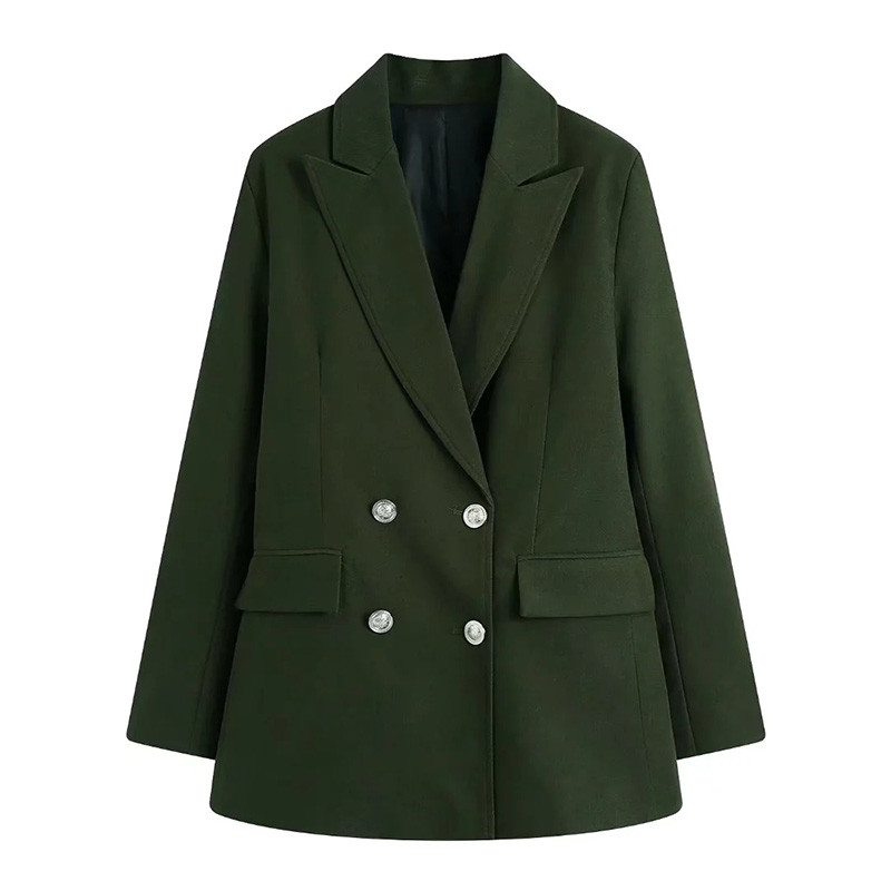 TRAF női öltöny őszi divatos női 2 részes duplasoros blézer és széles szárú nadrág női irodai elegáns blézerruhák