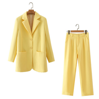 2022-es új női kétrészes öltöny, divatos, egyszínű blézer és nadrágkosztüm