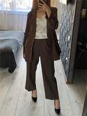 Alien Kitty elegáns tavaszi női szettek Vintage tömör egysoros blézer egyenes, magas derekú nadrágkosztümök irodai női 2 színben