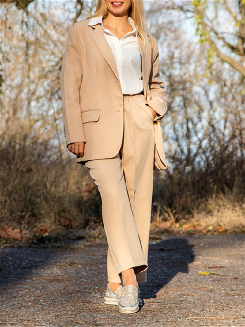 Alien Kitty elegáns tavaszi női szettek Vintage tömör egysoros blézer egyenes, magas derekú nadrágkosztümök irodai női 2 színben