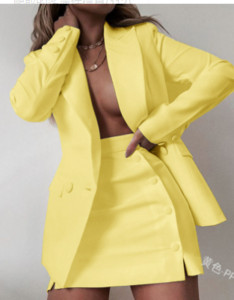 Streetwear Candy Color Basic blézer öltöny dzseki + rövidnadrág Slim Fit blézer 2022 új divat, 2 részes női