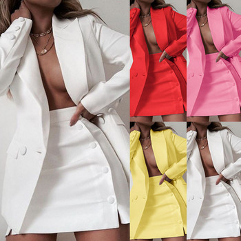 Streetwear Candy Color Basic Blazer Suit Jacket + σορτς Slim Fit Blazer 2022 New Fashion 2 Piece Women