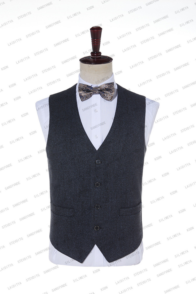 2023 Férfi Kiváló minőségű 3 részes divatos fekete-kék vegyes betűs Partten karcsú szabású férfi öltönyök (kabát+mellény+nadrág)