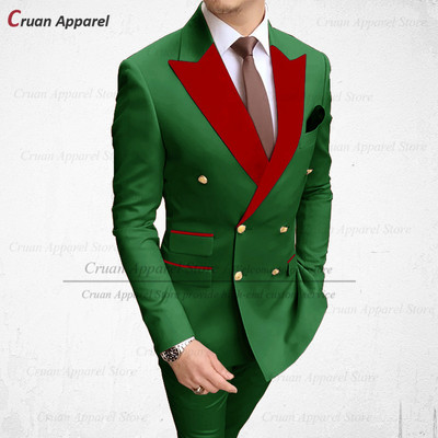 2022 Stílusos esküvői férfi fehér öltöny szett karcsú szabású vőlegény vőlegény szmoking méretre szabott plusz méretű piros bársony hajtóka blézer nadrág 2 db