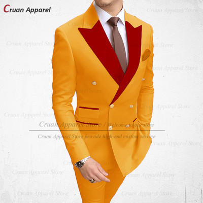 2022 Stílusos esküvői férfi fehér öltöny szett karcsú szabású vőlegény vőlegény szmoking méretre szabott plusz méretű piros bársony hajtóka blézer nadrág 2 db