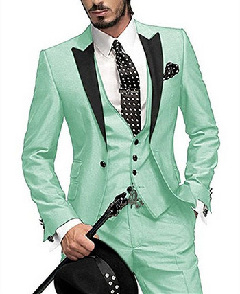 Мъжки костюм Slim Fit 3 части Бордо смокинг Нежни-мъжки сватбени костюми Смокинг за младоженеца Terno с ревер (сако+панталон+жилетка)