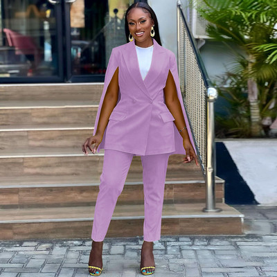 Prowow irodai női blézer nadrág kétrészes illő öltönyök kendő kabát sárga női ruha szett Lila őszi tél karcsú viselet kék