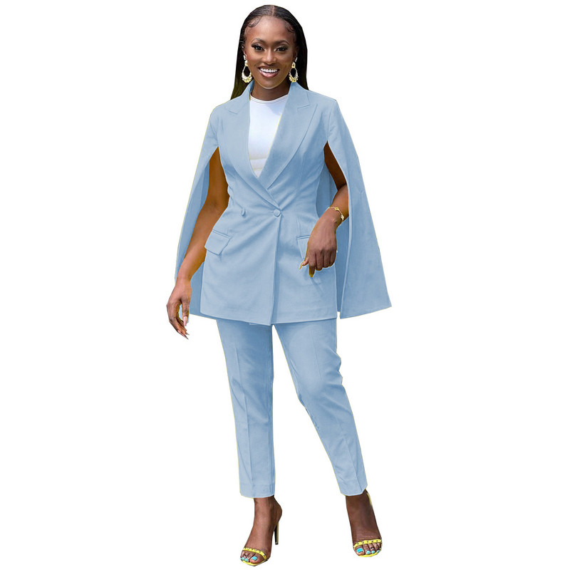 Prowow irodai női blézer nadrág kétrészes illő öltönyök kendő kabát sárga női ruha szett Lila őszi tél karcsú viselet kék