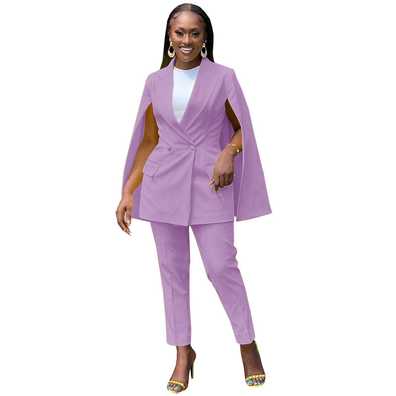 Prowow irodai női blézer nadrág kétrészes illő öltönyök kendő kabát sárga női ruha szett Lila őszi tél karcsú viselet kék