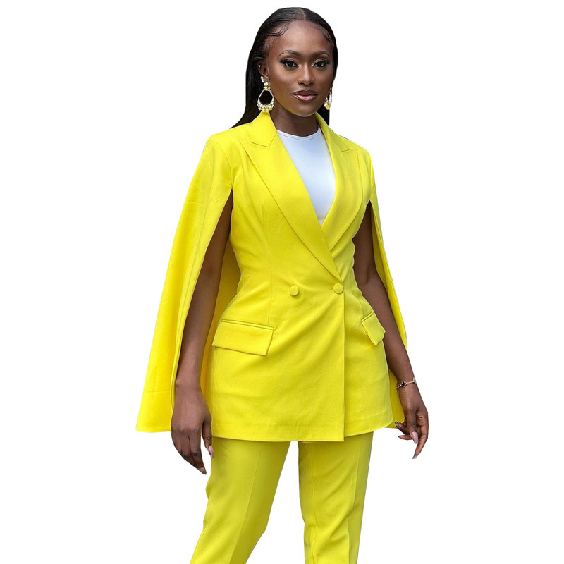 Prowow irodai női blézer nadrág kétrészes illő öltönyök kendő kabát sárga női ruha szett Lila őszi tél karcsú viselet kék