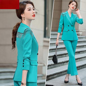 Divat Alkalmi nadrág öltönyök öltöny gallér Üzleti interjú Hosszú ujjú blézer nadrág Professzionális kétrészes női elegáns készlet E185