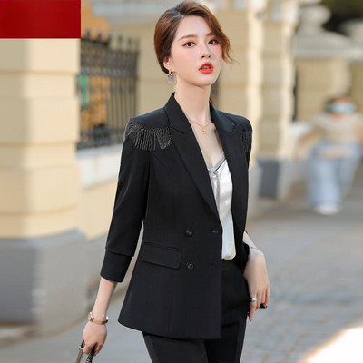 Divat Alkalmi nadrág öltönyök öltöny gallér Üzleti interjú Hosszú ujjú blézer nadrág Professzionális kétrészes női elegáns készlet E185