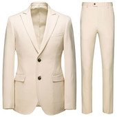 Tavaszi alkalmi öltöny fiúknak 2 részes szett Férfi üzleti öltöny nagy méretű vőlegény öltöny férfi öltöny Blézer nadrág bézs parti viselet 5xl 6xl