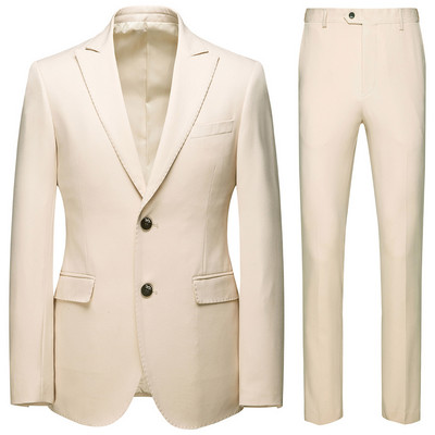 Tavaszi alkalmi öltöny fiúknak 2 részes szett Férfi üzleti öltöny nagy méretű vőlegény öltöny férfi öltöny Blézer nadrág bézs parti viselet 5xl 6xl