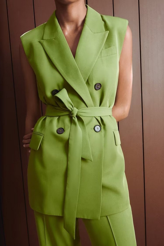 2022-es divatos alkalmi női új, kétrészes öltöny, fűzős öltöny mellény + egyszínű, széles szárú nadrágkosztüm