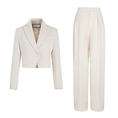 AEL elegáns női blézer szett öltöny dzseki és magas derekú bő nadrágok alkalmi női nadrágkosztümök őszi 2 részes szett