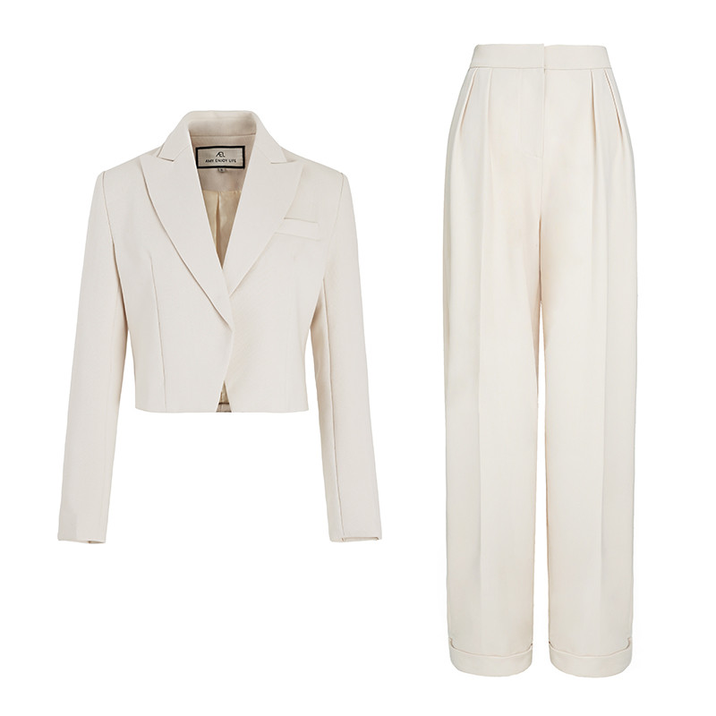 AEL elegáns női blézer szett öltöny dzseki és magas derekú bő nadrágok alkalmi női nadrágkosztümök őszi 2 részes szett