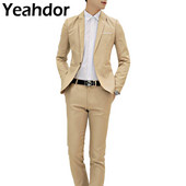 2db Férfi úri öltöny, egygombos, bevágásos hajtókás zsebek hajtókás hosszú ujjú kabát blézer hosszú nadrág szett irodai megbeszélésekhez