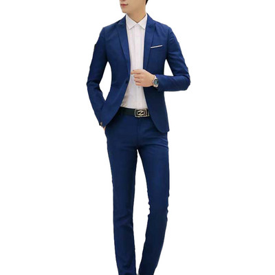 2db Férfi úri öltöny, egygombos, bevágásos hajtókás zsebek hajtókás hosszú ujjú kabát blézer hosszú nadrág szett irodai megbeszélésekhez