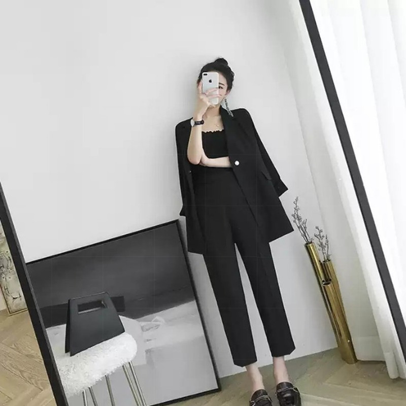 Női, 2022 tavaszi ősz, új, két pieve öltöny, női irodai női nadrágkosztüm Női öves blézer munkaruha női szettek E984