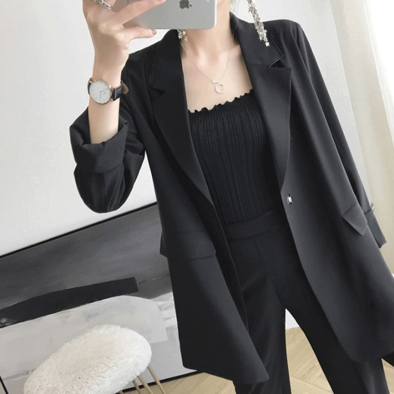 Női, 2022 tavaszi ősz, új, két pieve öltöny, női irodai női nadrágkosztüm Női öves blézer munkaruha női szettek E984