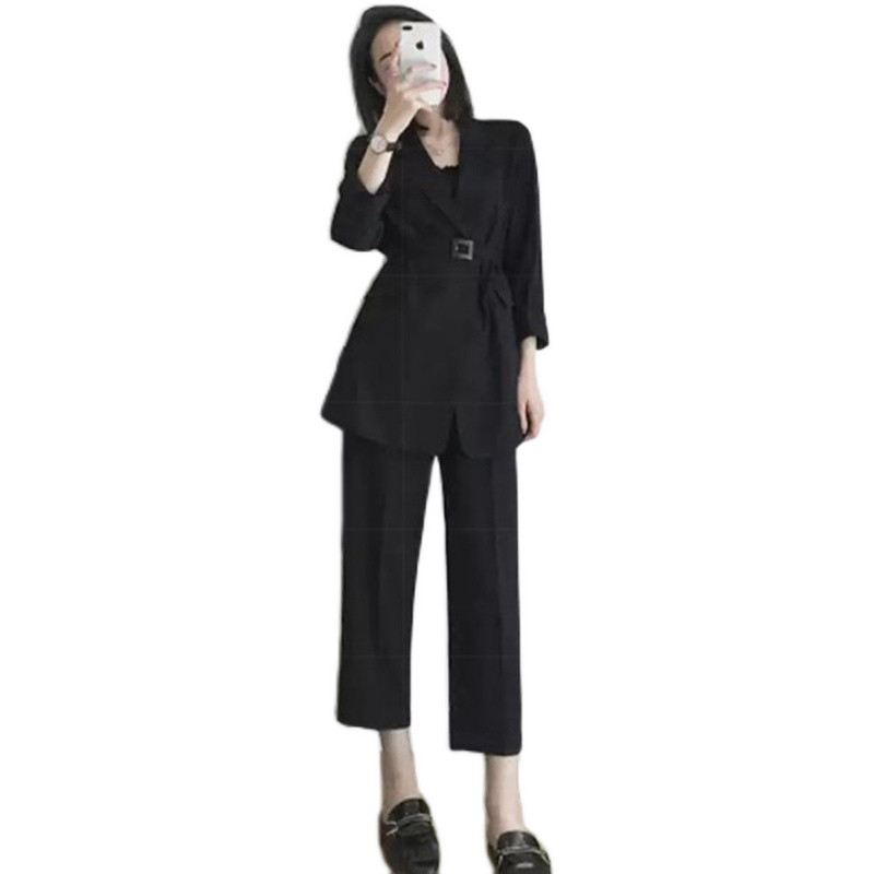 Női, 2022 tavaszi ősz, új, két pieve öltöny, női irodai női nadrágkosztüm Női öves blézer munkaruha női szettek E984