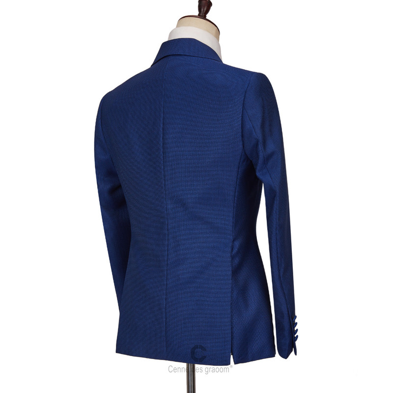 Cenne Des Graoom 2022, új férfi öltönyök, kétsoros, testre szabott csúcs hajtóka, királykék, 2 részes blézer, nadrág, vőlegény esküvői partija