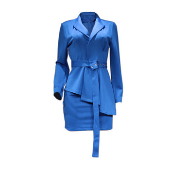 Γυναικεία Ρούχα Φθινόπωρο / Χειμώνας 2022 Νέα μονόχρωμη επαγγελματική φούστα σετ δύο τεμαχίων