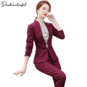 Borvörös fekete nadrágkosztüm női 2 részes szett üzleti irodai hölgy OL lány dzseki blézer és nadrág 2021 tavaszi ősz 4XL méret