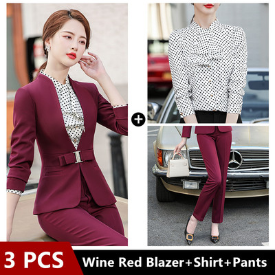 Borvörös fekete nadrágkosztüm női 2 részes szett üzleti irodai hölgy OL lány dzseki blézer és nadrág 2021 tavaszi ősz 4XL méret