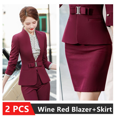 Borvörös fekete nadrágkosztüm női 2 részes szett üzleti irodai hölgy OL lány dzseki blézer és nadrág 2021 tavaszi ősz 4XL méret
