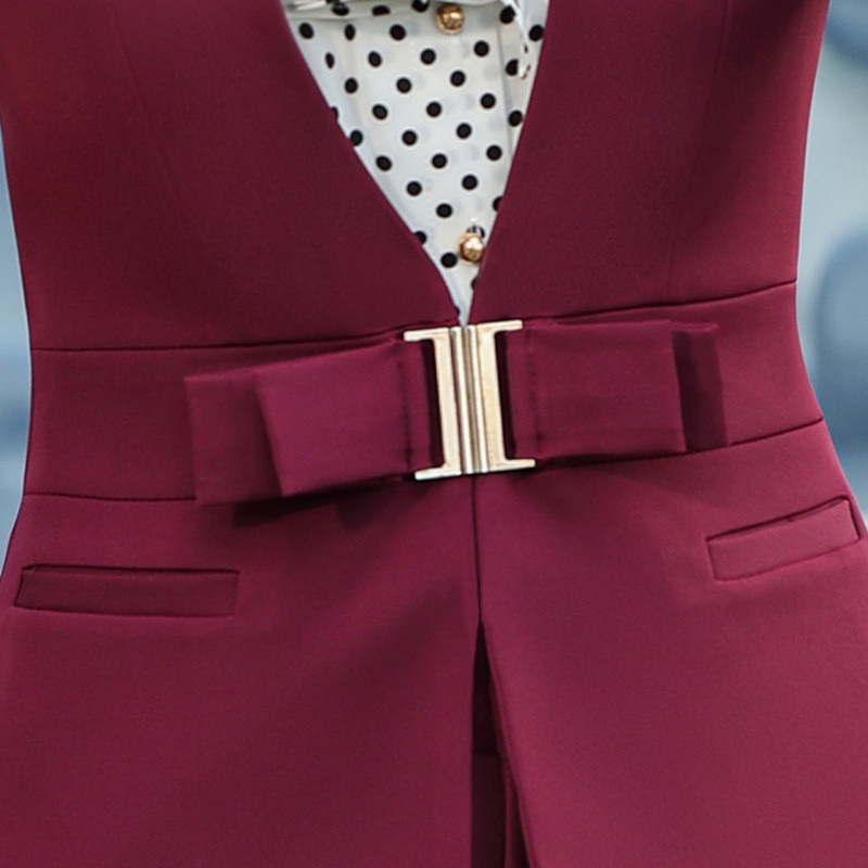 Borvörös fekete nadrágkosztüm női 2 részes szett üzleti irodai hölgy OL lány dzseki blézer és nadrág 2021 tavaszi ősz 4XL méret