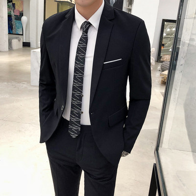 ( kabát + nadrág ) Fashion Boutique egyszínű alkalmi üzleti férfi öltöny Vőlegény esküvői férfi formális társasági öltöny blézer 2 db szett