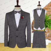 2023. Szürke Csúcsmárka Boutique Luxus Divat Kockás Csíkos Férfi Hivatalos Irodai Alkalmi öltöny Vőlegény esküvői buli 3 részes