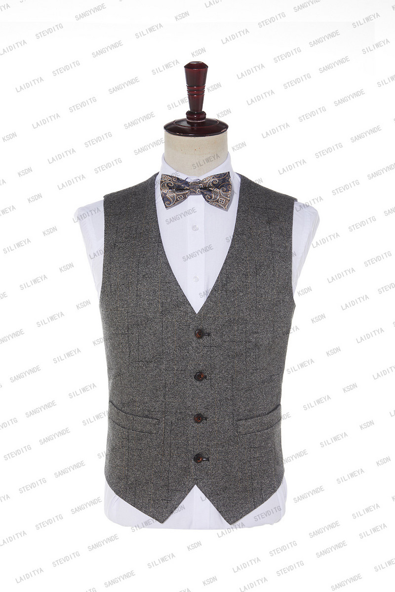 2023. Szürke Csúcsmárka Boutique Luxus Divat Kockás Csíkos Férfi Hivatalos Irodai Alkalmi öltöny Vőlegény esküvői buli 3 részes