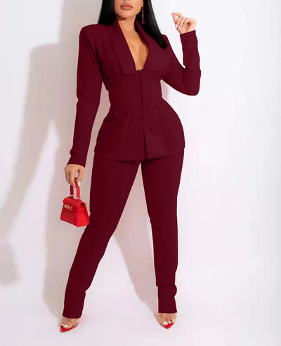 Toamna 2022, pantaloni noi pentru femei, set 2 piese, costum de uniformă profesională ocazională (inclusiv curea)